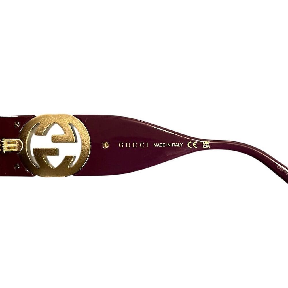Authentic GUCCI GG1022S Women's Square Brown Plum Sunglasses Luxury Summer - Picture 8 of 13